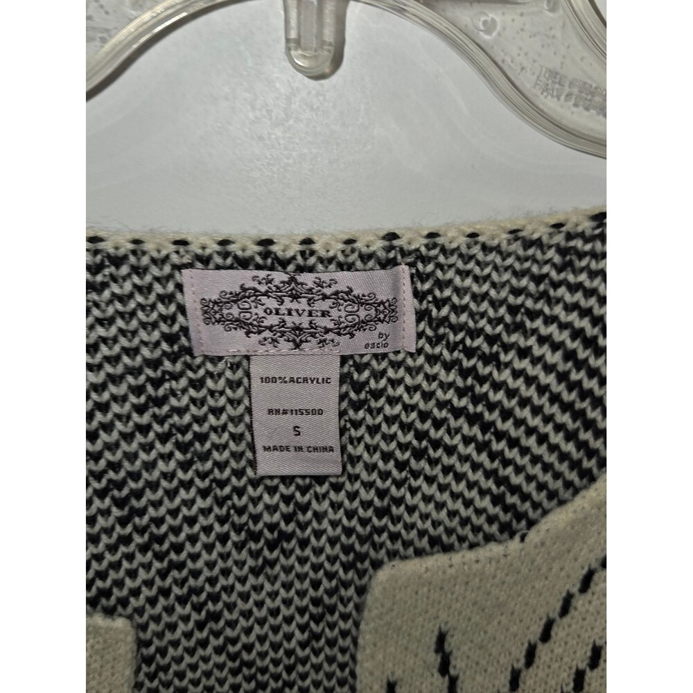 Oliver Cream Diamond Pattern Long Open Front Cardigan Sweater - Picture 8 of 12